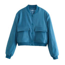 Women Fashion With Pockets Bomber Jacket Coats Vintage Long Sleeve Front Button Casual Female Outerwear Chic Tops