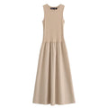 HXAO Women's Black Long Dresses 2025 Spring Sleeveless Elegant Dresses Fashion Casual Vintage Party Khaki Dresses Vestidos