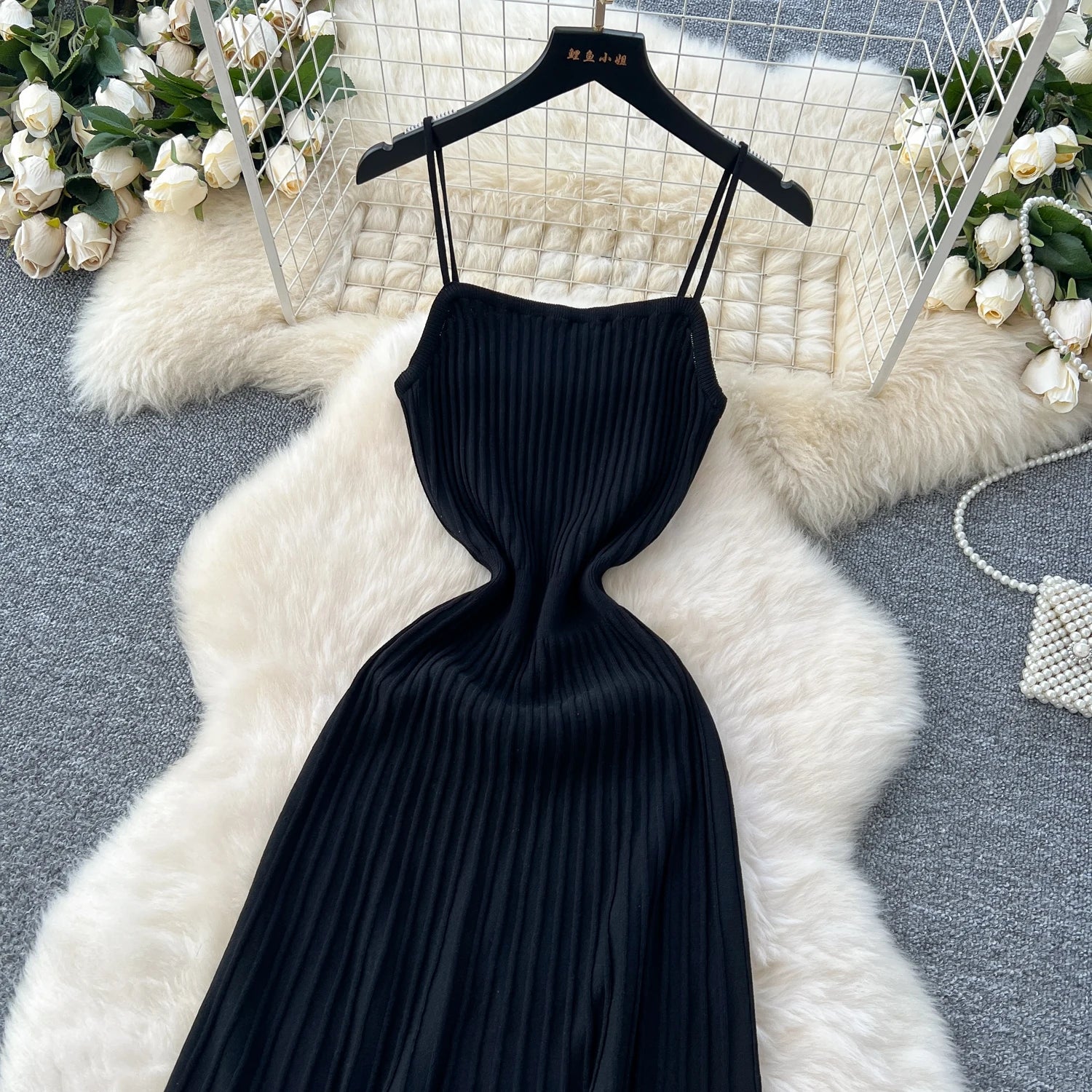 Knitted Pleated Long Dress