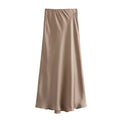 Willshela 2024 Black Satin Skirt Woman High Waist Elegant Long Skirts For Women Fashion Summer Midi Skirt Office Women's Skirts