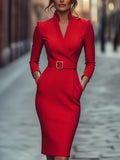 Autumn French high-end temperament celebrity small fragrant style waist dress for women