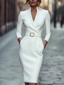 Autumn French high-end temperament celebrity small fragrant style waist dress for women
