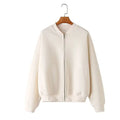 HH Women's Fall 2-Piece Retro Solid Color Zip Bomber Jacket Sweatshirt+High Waist Lace Up Women's Wide Leg Pants Street Wear