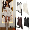 KONDALA Christmas New Year Lace Party Women Dress V Neck Cami Backless Midi Dress Fashion 2025 Y2K Girl Evening Club Dress