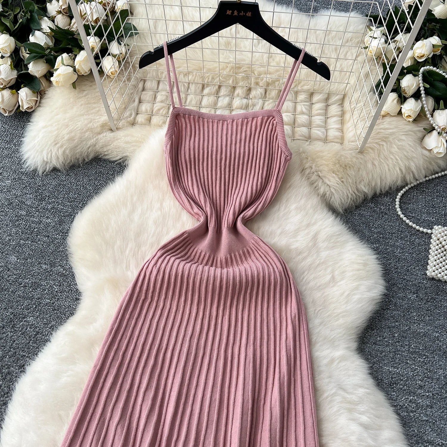 Knitted Pleated Long Dress