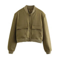 Women Fashion With Pockets Bomber Jacket Coats Vintage Long Sleeve Front Button Casual Female Outerwear Chic Tops