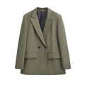 Women's Double Breasted Office Wear Blazer Coat, Long Sleeve, Flap Pockets, Female Outerwear, Chic Tops, Fashion