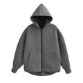 HH 2026 Casual Women's Soild Zipper Hoodie Long Sleeve Big Pocket Zipper Jacket With Hood Female Loose Outerwear Coat Tops
