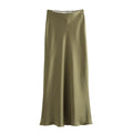 Willshela 2024 Black Satin Skirt Woman High Waist Elegant Long Skirts For Women Fashion Summer Midi Skirt Office Women's Skirts