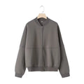HH Women's Fall 2-Piece Retro Solid Color Zip Bomber Jacket Sweatshirt+High Waist Lace Up Women's Wide Leg Pants Street Wear