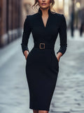 Autumn French high-end temperament celebrity small fragrant style waist dress for women