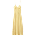 HXAO Yellow Dresses Women Satin V Neck Midi Dress Summer Backless Strap Slip Dresses Elegant Evening Party Dress 2025 Vestidos