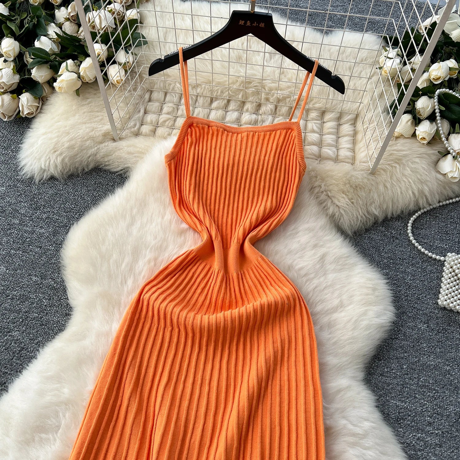 Knitted Pleated Long Dress