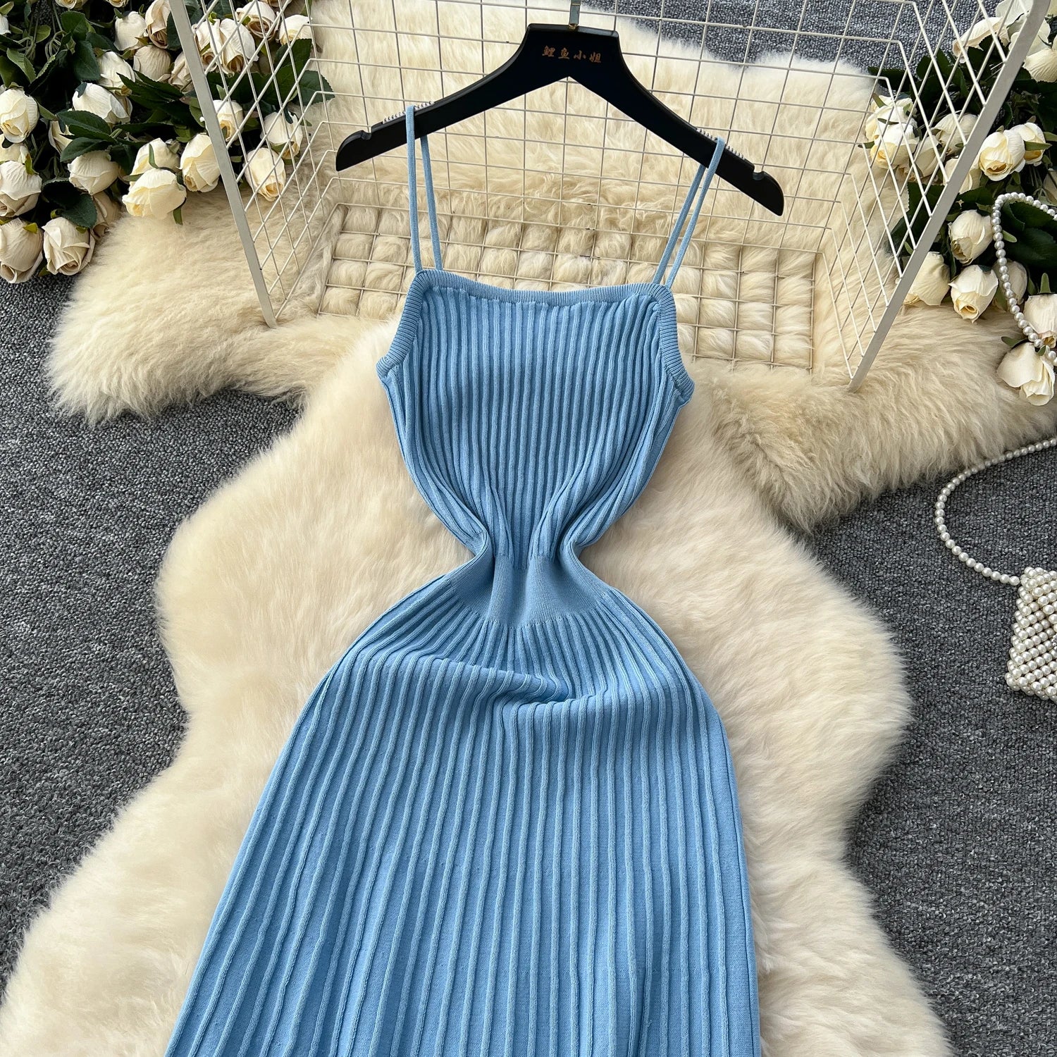 Knitted Pleated Long Dress