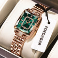 POEDAGAR Luxury Woman Watch Waterproof Date High Quality Casual Ladies Wristwatch Stainless Steel Quartz Elegant Women's Watches (Verdelle Émera